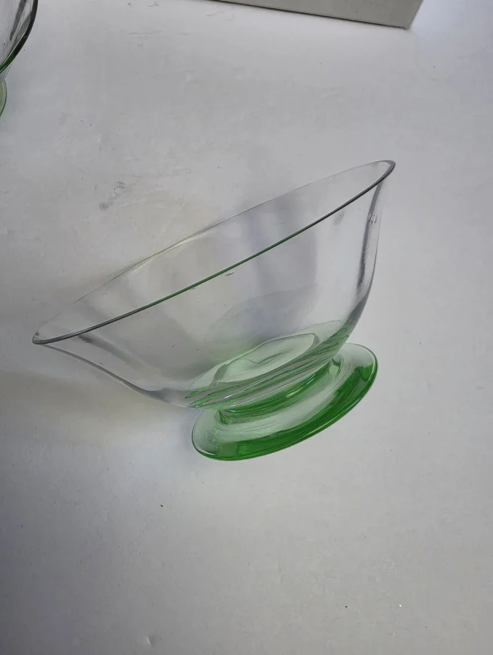 Uranium Depression Glass Green Sherbet Ice Cream Bowls Glass Glows - Lot of 4